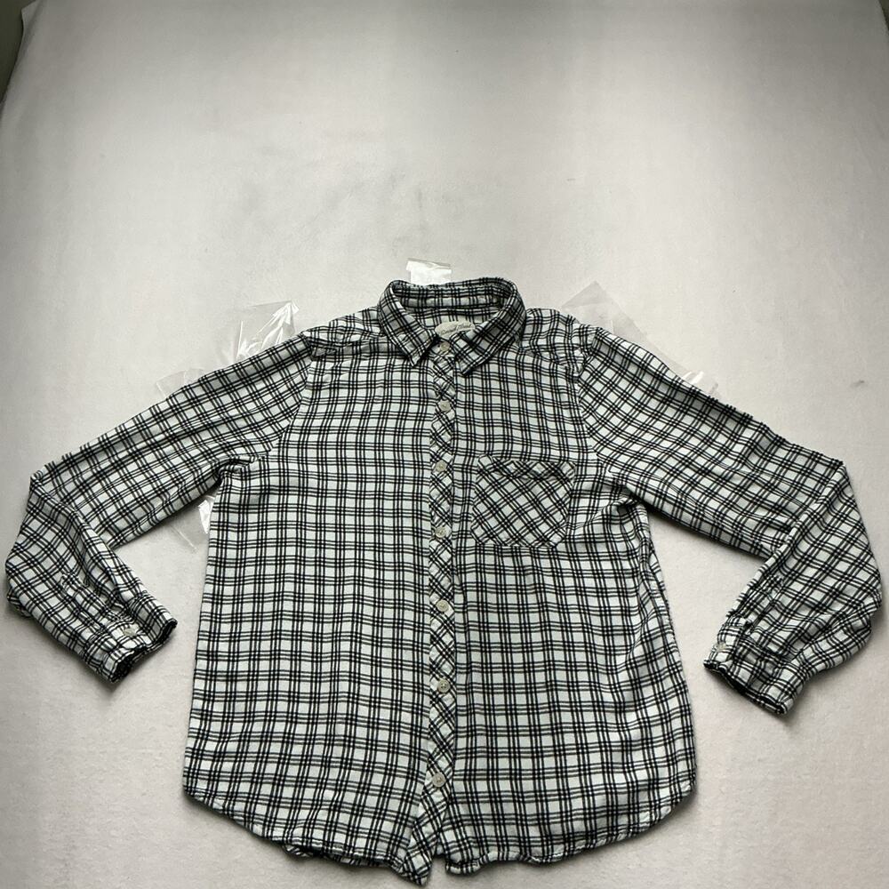 Universal Thread Button Up Shirt Women Sz M Black White Plaid Long SleeveTop4207